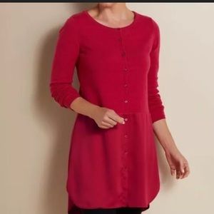 Soft surroundings | sm | red mixed media cardigan